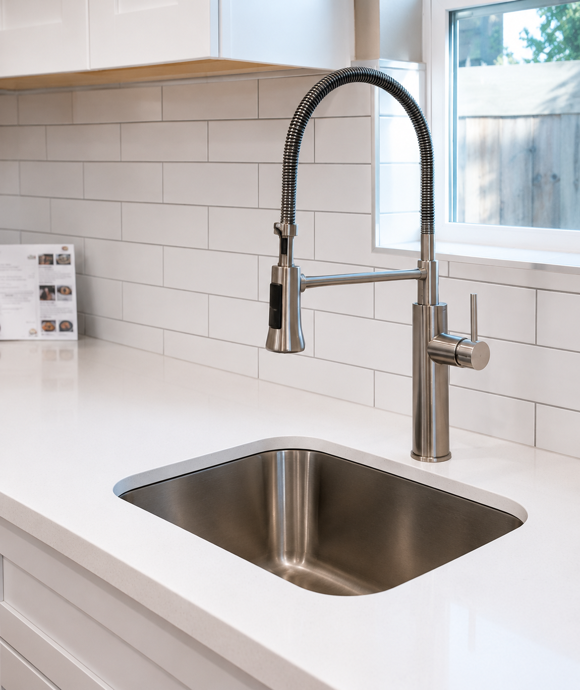 ADU kitchen faucet and undermount sink closeup